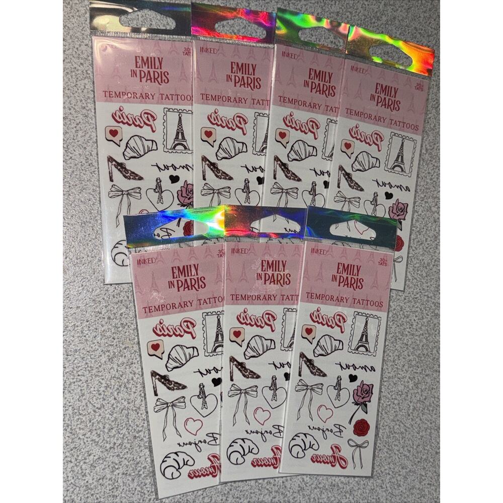 7 Packs NEW INKED by Dani x Emily in Paris temporary tattoos 30+ Tats